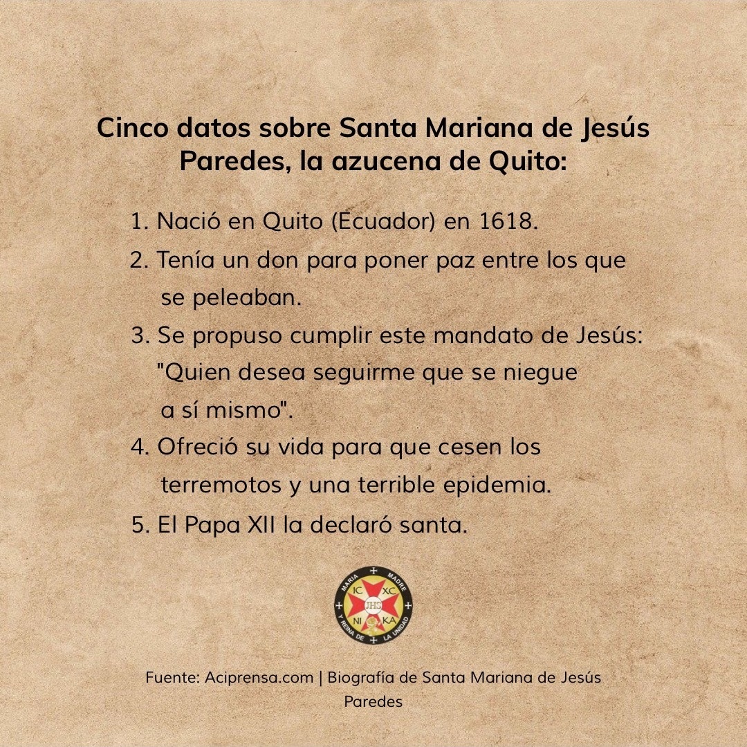 Santa Mariana de Jesús - Obra Maria, Madre y Reina de la Unidad